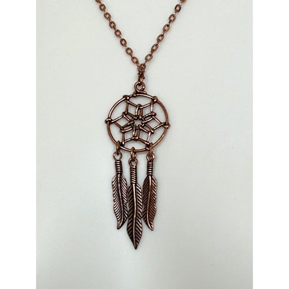 Dreamcatcher Fashion Necklace Women 20” Chain 2” pendant Rose Gold/Copper Color - Picture 6 of 10